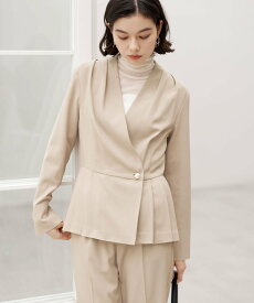 【SALE／35%OFF】GeeRA 【2点セット】パールボタンペプラムプリーツブラウスセットアップ ジーラ スーツ・フォーマル セットアップスーツ ネイビー ベージュ【送料無料】