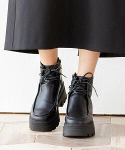 attagirl 厚底レースアップモカシンブーツ アタガール シューズ・靴 ブーツ ブラウン【送料無料】