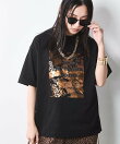 綿100%箔プリントTシャツ<大きいサイズ有>シックスタイル