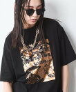 綿100%箔プリントTシャツ<大きいサイズ有>シックスタイル