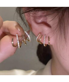 【SALE／30%OFF】miniministore ラインストーン キラキラ ピアス 韓国風 ミニミニストア アクセサリー・腕時計 その他のアクセサリー・腕時計 ゴールド