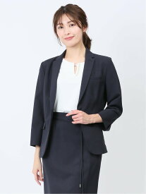 m.f.editorial 綿麻ライク 1ボタン7分袖ジャケット 紺(セットアップ可能) タカキュー スーツ・フォーマル スーツジャケット ネイビー【送料無料】