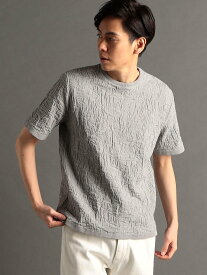 MONSIEUR NICOLE リンクスボタニカル 半袖ニットTシャツ ニコル トップス ニット グレー ホワイト【送料無料】