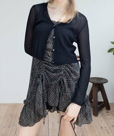 【SALE／48%OFF】clear シアーメロウニットカーディガン クリア トップス カーディガン ブラック