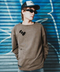 【SALE／32%OFF】SIDEWAY STANCE SIDEWAY STANCE サイドウェイスタンス 無地 長袖 グランジTシャツ インプローブス トップス カットソー・Tシャツ ブラウン ブラック ホワイト