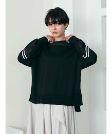 【SALE／20%OFF】YECCA VECCA シアーMIXラインニット/24SS イェッカヴェッカ トップス ニット ブラック ホワイト【送料無料】