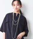 レーヨン麻衿リブハーフスリーブブラウス<大きいサイズ有>シックスタイル