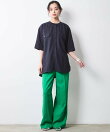 レーヨン麻衿リブハーフスリーブブラウス<大きいサイズ有>シックスタイル