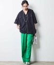 レーヨン麻衿リブハーフスリーブブラウス<大きいサイズ有>シックスタイル