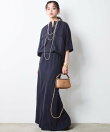 レーヨン麻衿リブハーフスリーブブラウス<大きいサイズ有>シックスタイル