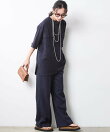 レーヨン麻衿リブハーフスリーブブラウス<大きいサイズ有>シックスタイル