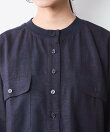 レーヨン麻衿リブハーフスリーブブラウス<大きいサイズ有>シックスタイル