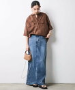 レーヨン麻衿リブハーフスリーブブラウス<大きいサイズ有>シックスタイル