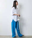 レーヨン麻衿リブハーフスリーブブラウス<大きいサイズ有>シックスタイル