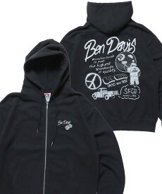 BEN DAVIS / WHITE LABEL 【BEN DAVIS(ベンデイビス)】TAGGING HARD-WASH ZIP HOODIE / スウェット ジップパーカー フーディー ブランドロゴ 刺繍 ナバル トップス パーカー・フーディー ブラック ホワイト ブラウン【送料無料】