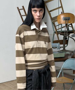 �ySALE�^20%OFF�z417 EDIFICE �yGeek Office / �M�[�N�I�t�B�X�zOPEN YY Knitted STRIPE TRIM RUGBY SHIRT �t�H�[�����Z�u�� �G�f�B�t�B�X �g�b�v�X ���̑��̃g�b�v�X �O���[ �x�[�W���y���������z