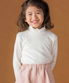 BeBe Petits Pois Vert 【店舗限定】起毛リブハイネック折り返しトップス(95~160cm) ベベ オンライン ストア トップス カットソー・Tシャツ ブラック ホワイト【送料無料】