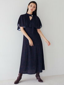 【SALE／50%OFF】SNIDEL ケープフリルパイピングプリントワンピース スナイデル ワンピース・ドレス ワンピース ホワイト ブルー ネイビー【送料無料】