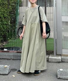 CORNERS by KR 【CORNERS by KR】半袖スウェットドッキングワンピース コーナーズ ワンピース・ドレス ワンピース カーキグリーン ネイビー ブラック グレー【送料無料】