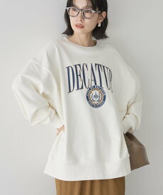 【SALE／25%OFF】AMERICAN HOLIC カレッジロゴクラックプリント裏毛プルオーバー アメリカンホリック トップス スウェット・トレーナー グレー ブラウン ホワイト ネイビー