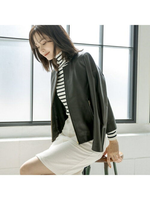 La Boutique Bonbon 追加オーダー決定 女性らしい着こなしが叶う ノーカラーレザージャケット Rakuten Fashion 楽天ファッション 旧楽天ブランドアベニュー Dx9444
