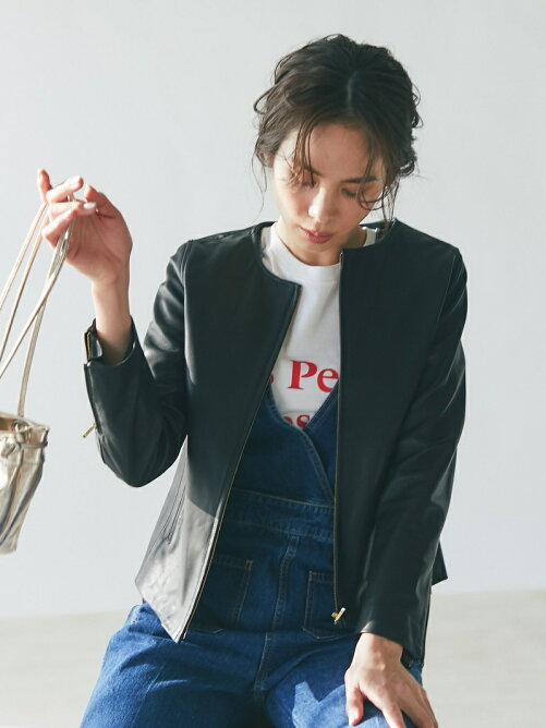 La Boutique Bonbon 女性らしい着こなしが叶う ノーカラーレザージャケット Rakuten Fashion 楽天ファッション 旧楽天ブランドアベニュー Dx9444