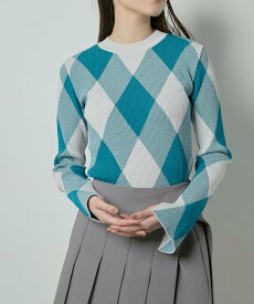 【SALE／20%OFF】LE CIEL BLEU マトラッセパターンリブニット / Matelasse Pattern Rib Knit ルシェルブルー トップス ニット グリーン ベージュ【送料無料】