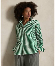 POLO RALPH LAUREN ストライプド コットン シャツ ラルフローレン トップス シャツ・ブラウス グリーン【送料無料】