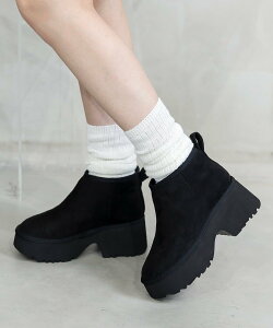 attagirl 厚底ヒールムートンブーツ アタガール シューズ・靴 ブーツ ベージュ ブラック ブラウン