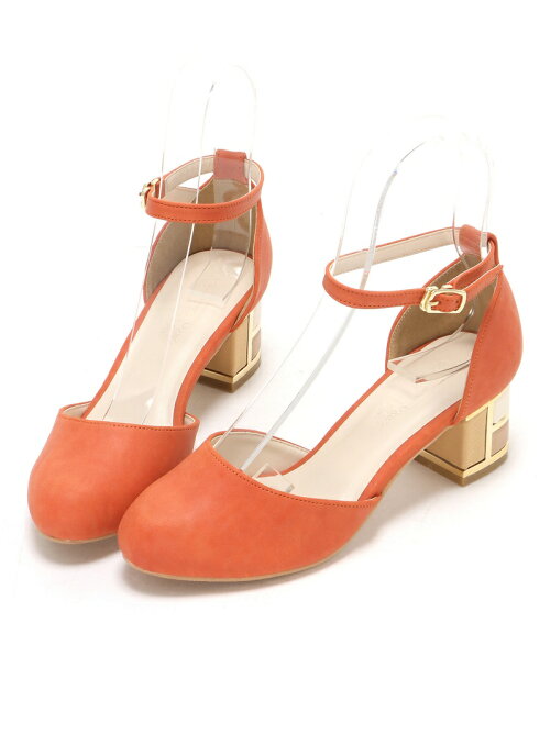 Mafmof Realta ゴールドがアクセントのアンクルストラップパンプス