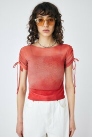 【SALE／30%OFF】MOUSSY OMBRE SHEER SHRRING トップス マウジー トップス カットソー・Tシャツ レッド ブルー オレンジ【送料無料】