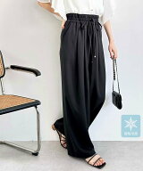 【SALE／25%OFF】GeeRA 上品見えダブルタックワイドイージーパンツ ジーラ パンツ その他のパンツ ブラッ…