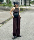 上品見えダブルタックワイドイージーパンツ