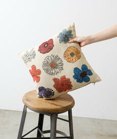 BIRTHDAY BAR 【SAHIR サヒール】Cushion cover flowerクッションカバー バースデイバー インテリア・生活雑貨 カーペット・ラグ・マット グリーン ホワイト ブルー