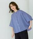 【SALE／20%OFF】studio CLIP シングルガーゼドルマン5分袖バンドシャツ スタディオクリップ トップス シャツ・ブラウス グリーン ホワイト ブルー ベージュ オレンジ ブラック【送料無料】