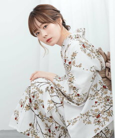 SOUBIEN 浴衣3点セット レディース 2way(上着+スカート+帯) ソウビエン 着物・浴衣・和装小物 浴衣 オレンジ ホワイト ベージュ【送料無料】