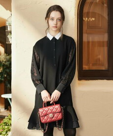 【SALE／10%OFF】DRESSTERIOR 【otonaMUSE 11月号掲載】ダブルクロスボリュームスリーブミニワンピース ドレステリア ワンピース・ドレス その他のワンピース・ドレス ネイビー ブラック【送料無料】