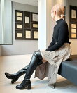 スクエアトゥストレッチニーハイブーツ