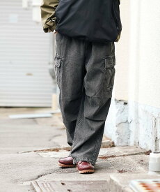 【SALE／30%OFF】BEAMS HEART MEN ワイド デニム カーゴパンツ ビームス ハート パンツ カーゴパンツ ブラック ブルー【送料無料】