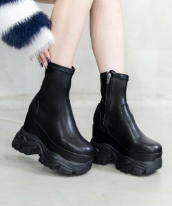 attagirl 厚底スニーカーソールストレッチブーツ アタガール シューズ・靴 ブーツ ブラック ホワイト【送料無料】