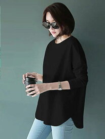 【SALE／25%OFF】Coo+i ラウンドスリット入りロングTシャツ 長袖 重ね着 レイヤード スレンダー トップス カットソー・Tシャツ グリーン ブラック パープル ブラウン ホワイト グレー カーキグリーン