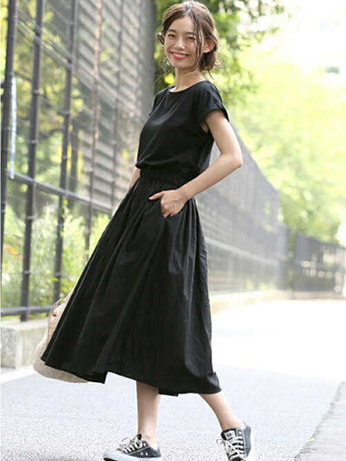 Coca 上下異素材フレアロングワンピース Rakuten Fashion 楽天