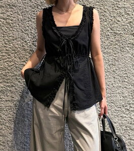 LE CIEL BLEU �t�����u���E�X / Frill Blouse ���V�F���u���[ �g�b�v�X ���̑��̃g�b�v�X �u���b�N �z���C�g�y���������z