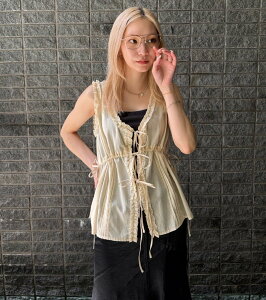 LE CIEL BLEU �t�����u���E�X / Frill Blouse ���V�F���u���[ �g�b�v�X ���̑��̃g�b�v�X �u���b�N �z���C�g�y���������z