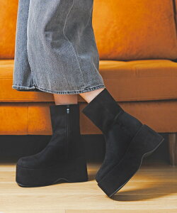 attagirl 厚底ステッチショートブーツ アタガール シューズ・靴 ブーツ ブラック ブラウン