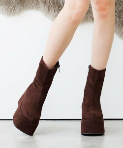 attagirl 厚底ステッチショートブーツ アタガール シューズ・靴 ブーツ ブラック ブラウン