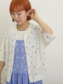 【SALE／50%OFF】Samansa Mos2 小花柄プリントカーディガン サマンサモスモス トップス カーディガン ベージュ ホワイト ブラック