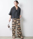 エスニックプリントリラックスパンツ<大きいサイズ有>シックスタイル
