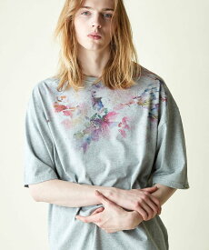 rehacer rehacer:Wrap Flower on Wide Body レアセル トップス カットソー・Tシャツ グレー ホワイト【送料無料】