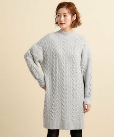 【SALE／36%OFF】grove 優しい手触りふんわりかるいケーブルチュニックワンピース グローブ ワンピース・ドレス その他のワンピース・ドレス グレー グリーン ベージュ【送料無料】